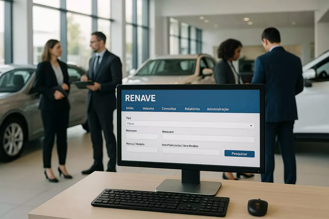 Sistema Renave sendo utilizado em ambiente de revenda de veículos
