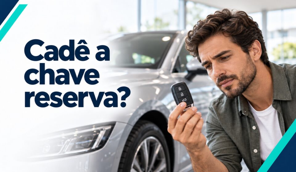 Comprador confere uma única chave diante de um carro usado
