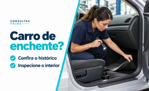 Profissional inspeciona o interior de carro usado para verificar possíveis sinais de umidade