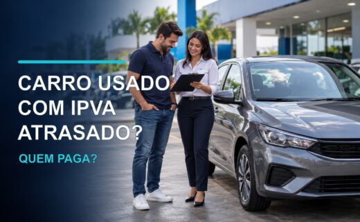 Compradores conferem documentos de carro usado com IPVA atrasado antes de pagar