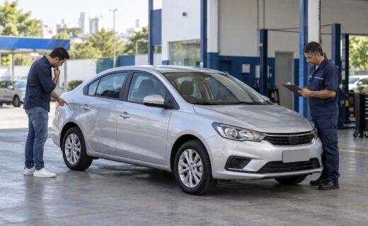 Carro usado de locadora sendo avaliado antes da compra