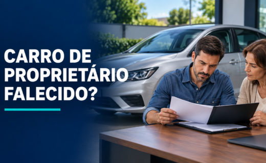 Comprador confere documentos de carro usado com familiar diante do veículo